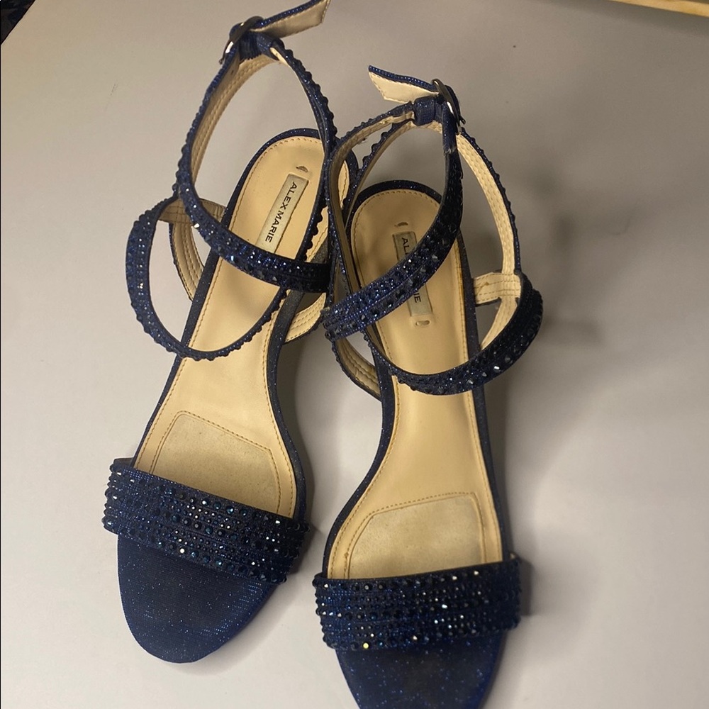 Alex Marie Navy Beaded Strappy Sandals
